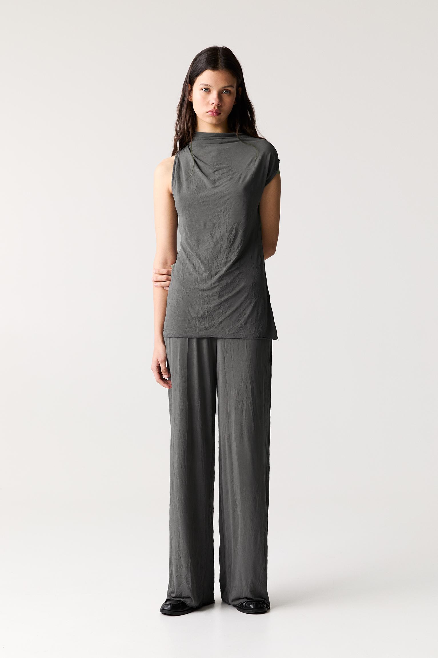 Asymmetric creased-effect T-shirt Product Image