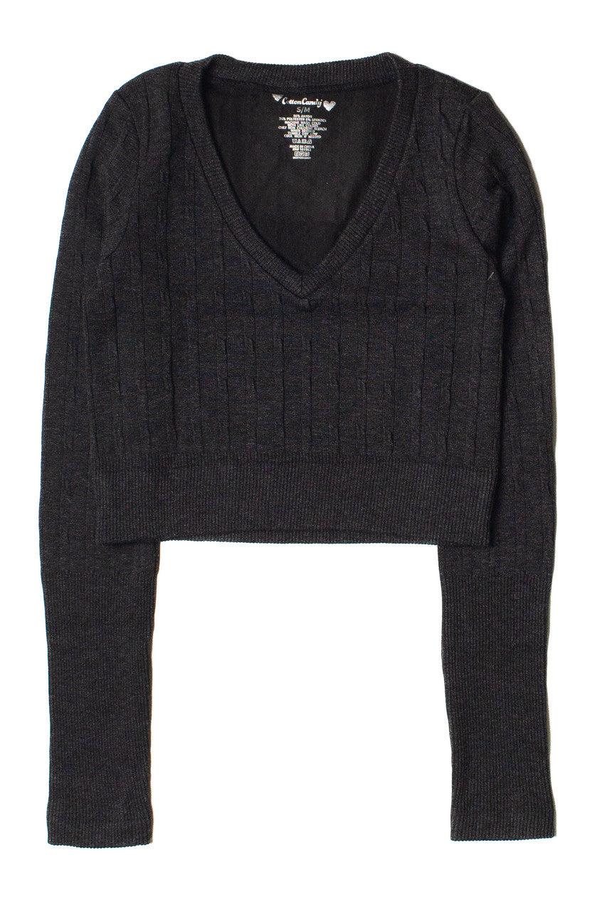 Cable Knit V Neck Crop Top Product Image