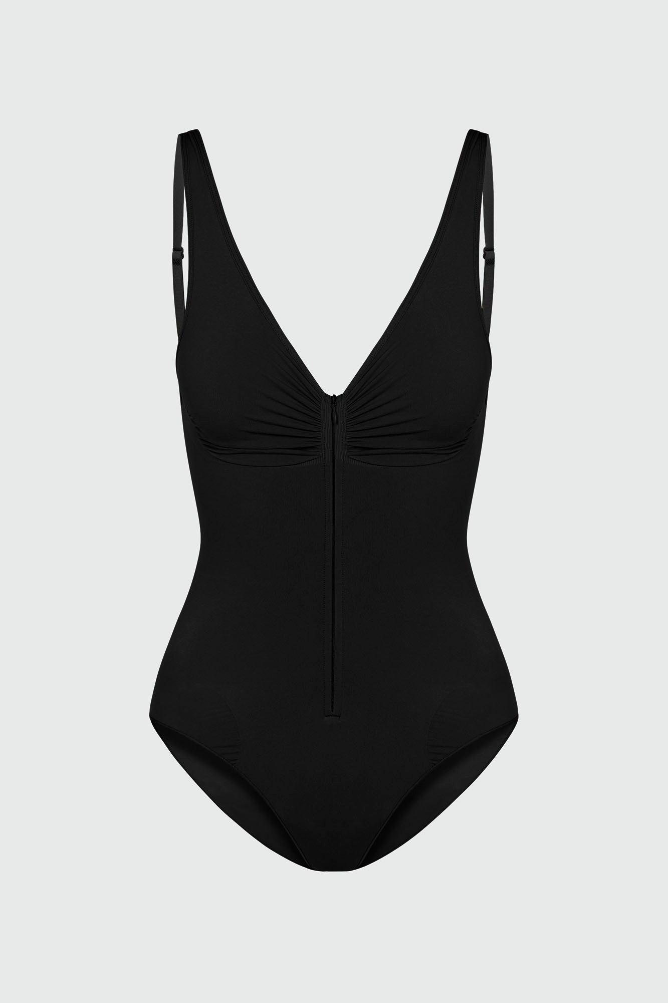 Nova Sculpt Seamless Strong Compression Zip Front Brief Bodysuit - Black Female Product Image