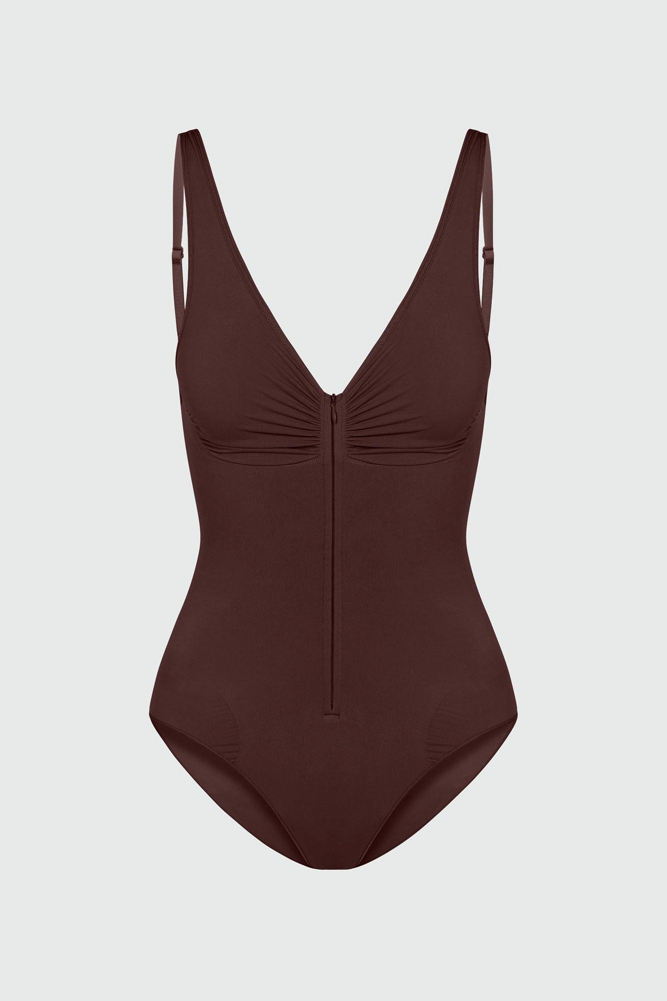 Nova Sculpt Seamless Strong Compression Zip Front Brief Bodysuit - Coco Female Product Image