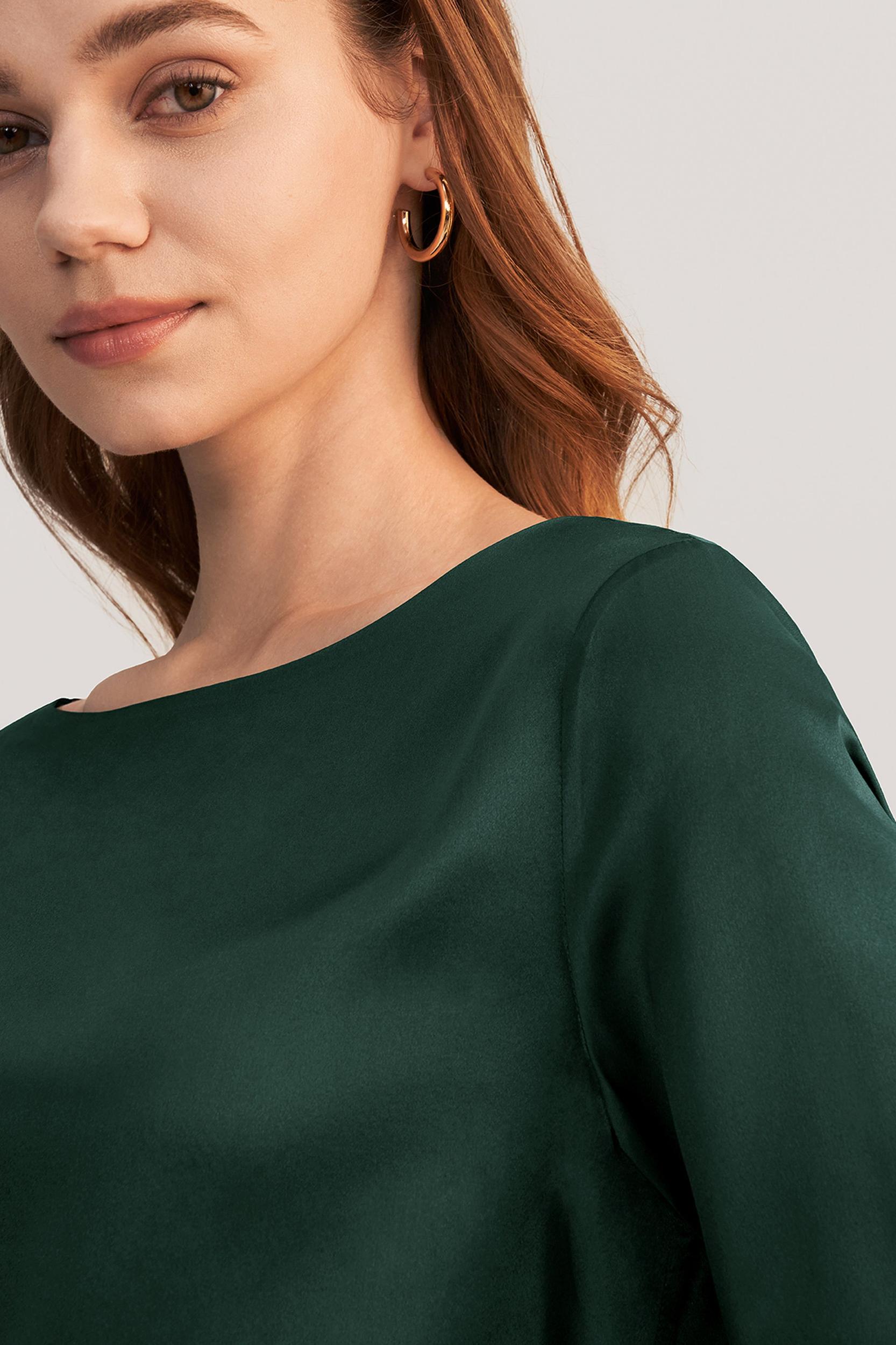 LILYSILK Casual Green Blouse | Silk Plain Business | 100 Mulberry Silk Shirt Women Soft Skin-Friendly Comfortable Product Image