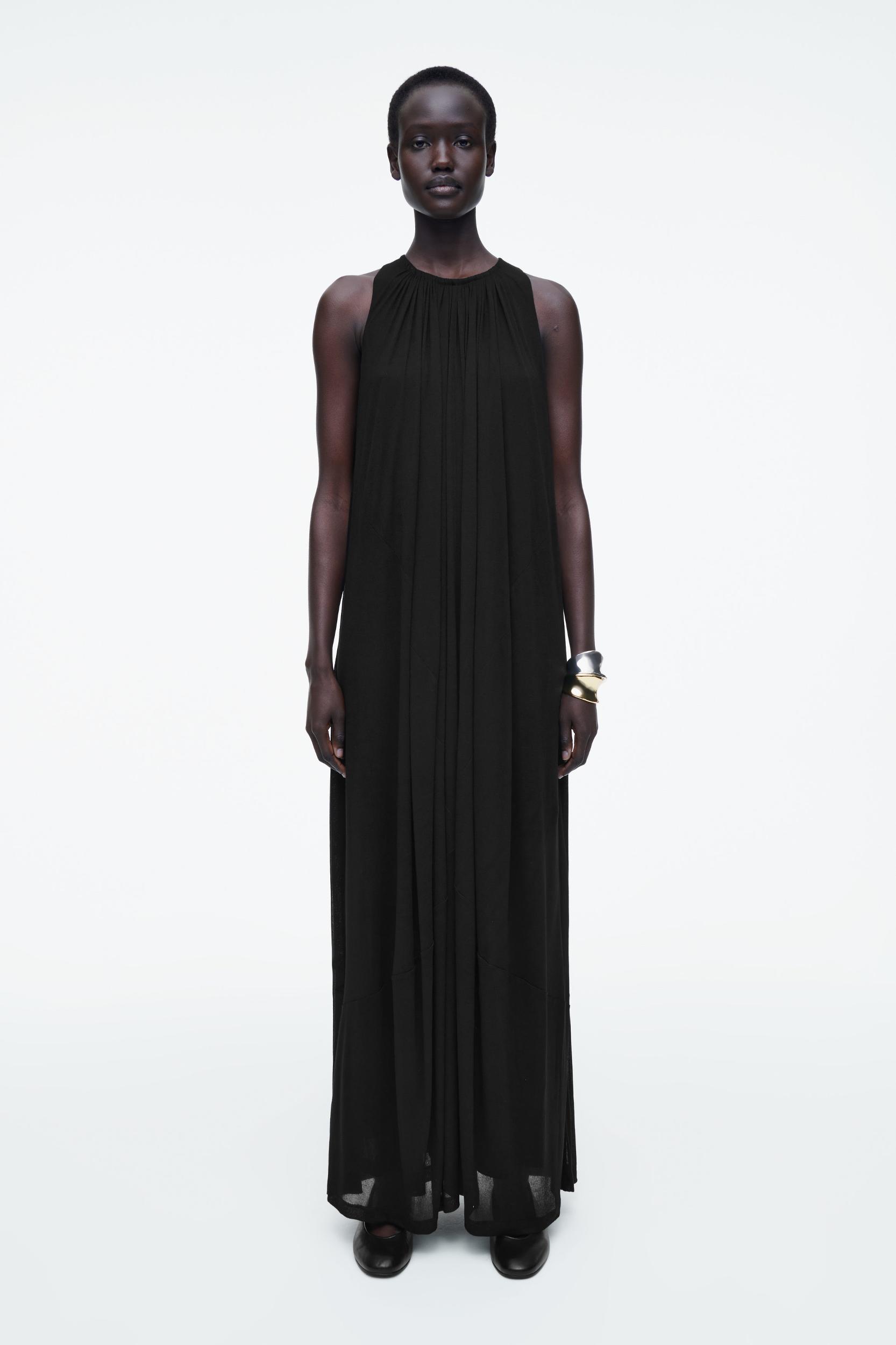 GATHERED HALTERNECK MAXI DRESS Product Image