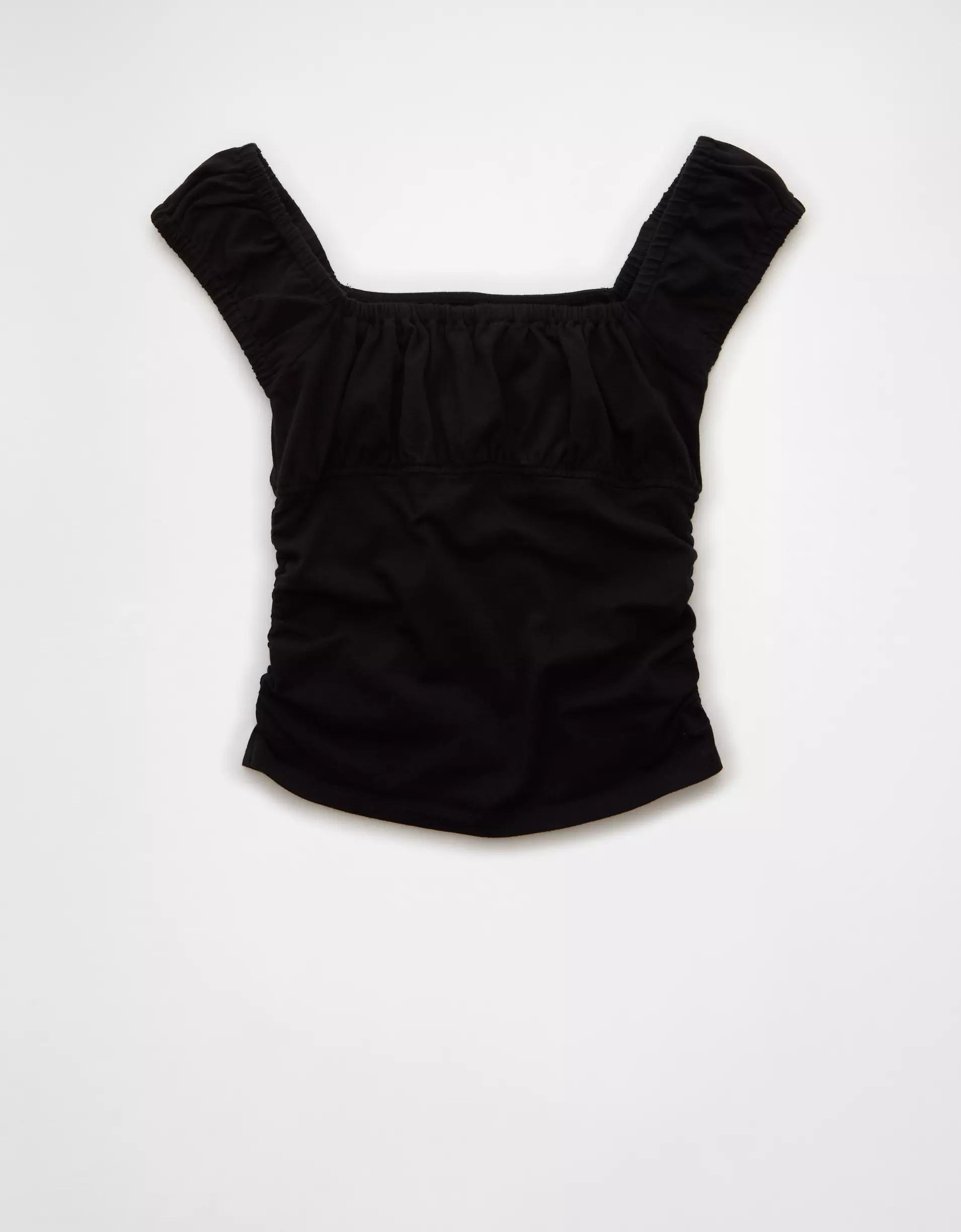 AE Ruched Square Neck T-Shirt Product Image