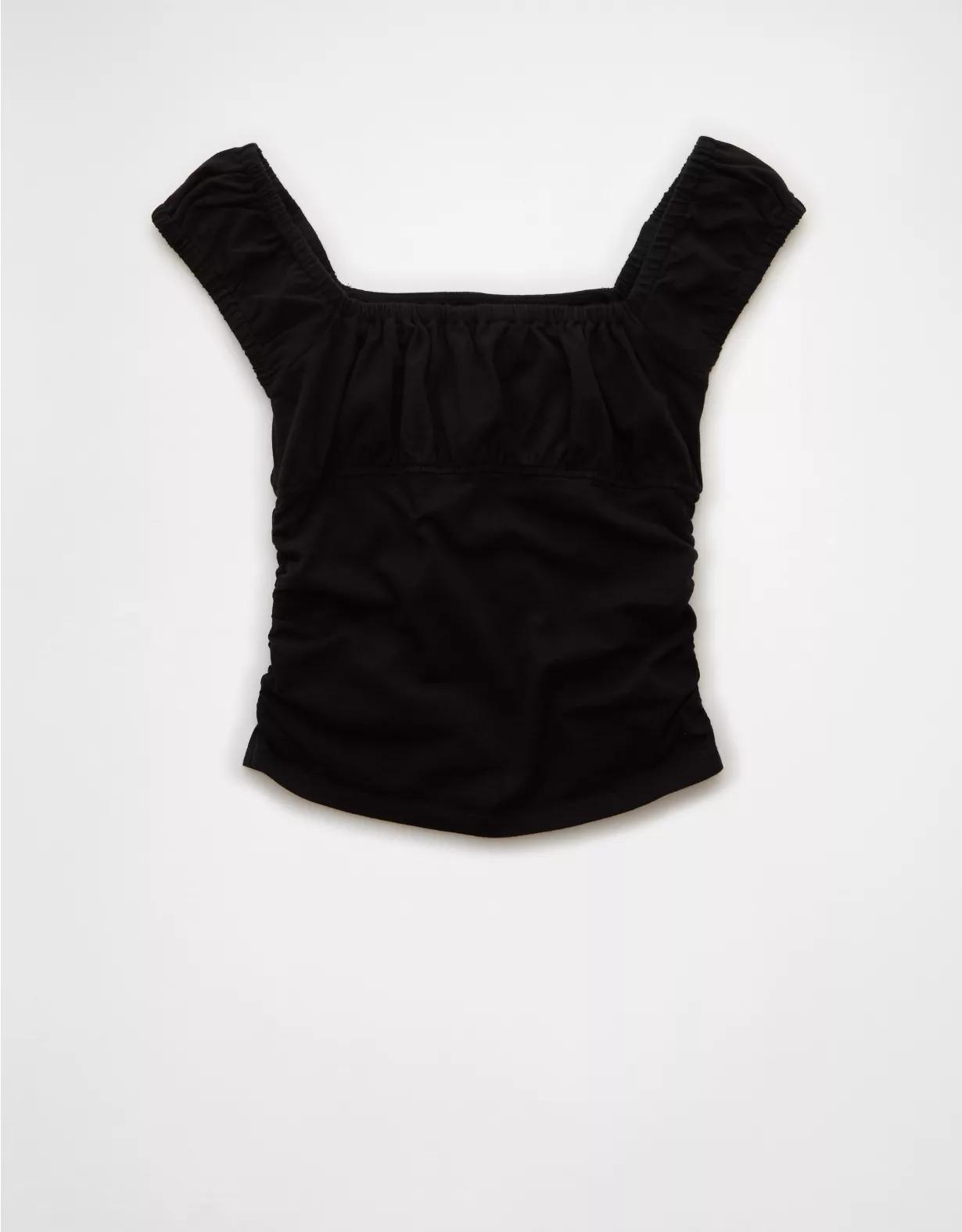 AE Ruched Square Neck T-Shirt Product Image