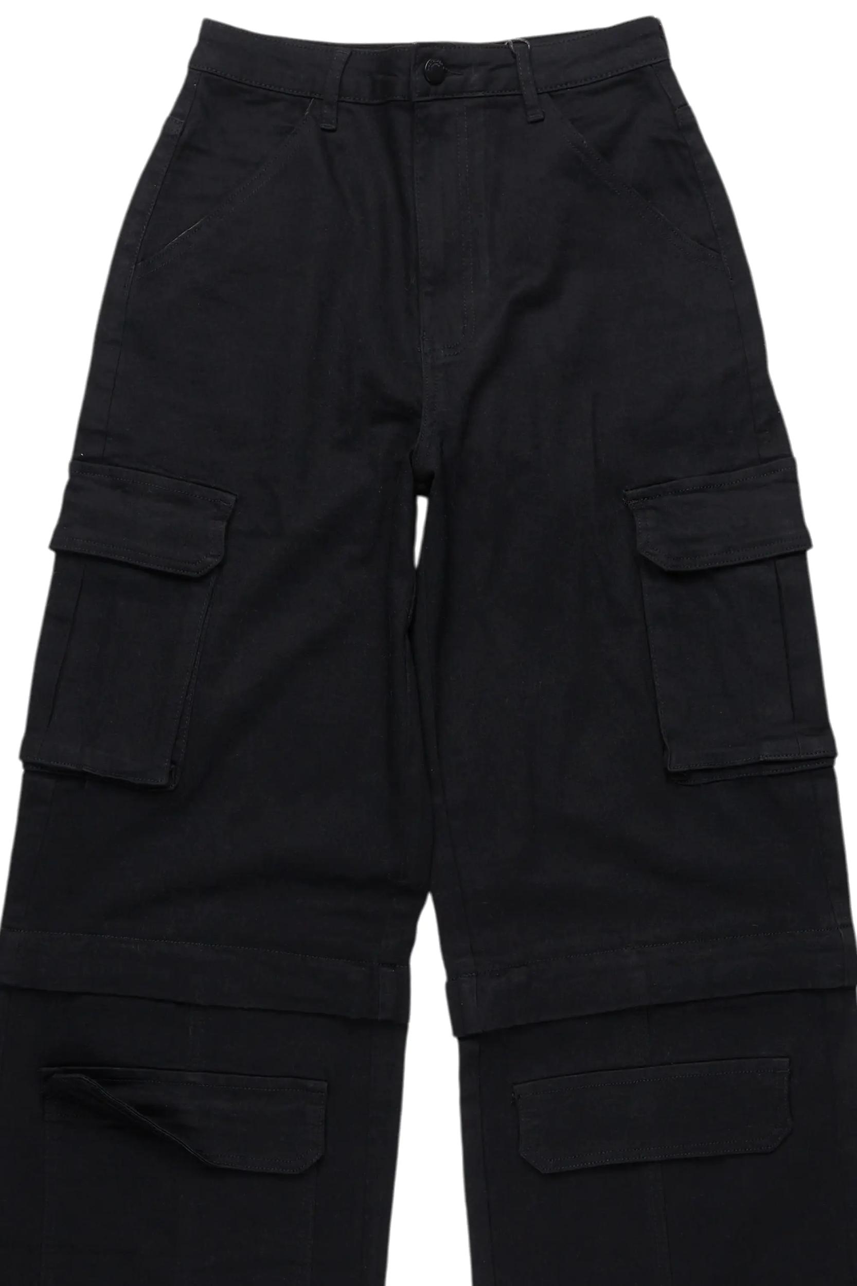 Precious Black Baggy Stacked Jean Female Product Image
