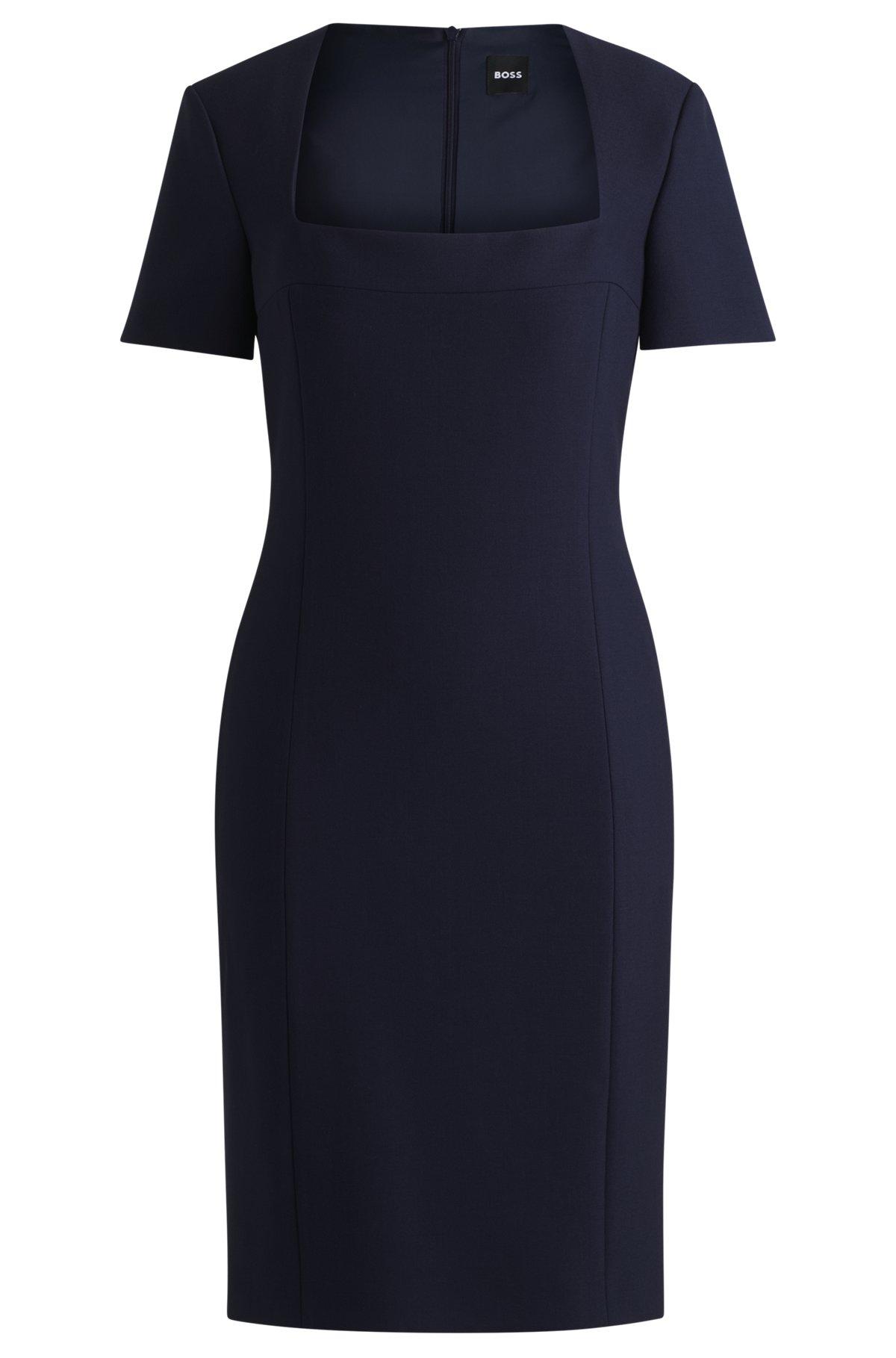 Square-neck slim-fit dress in stretch material Product Image
