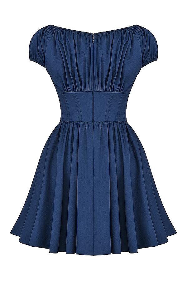 Nala  french navy gathered mini dress - sale Product Image