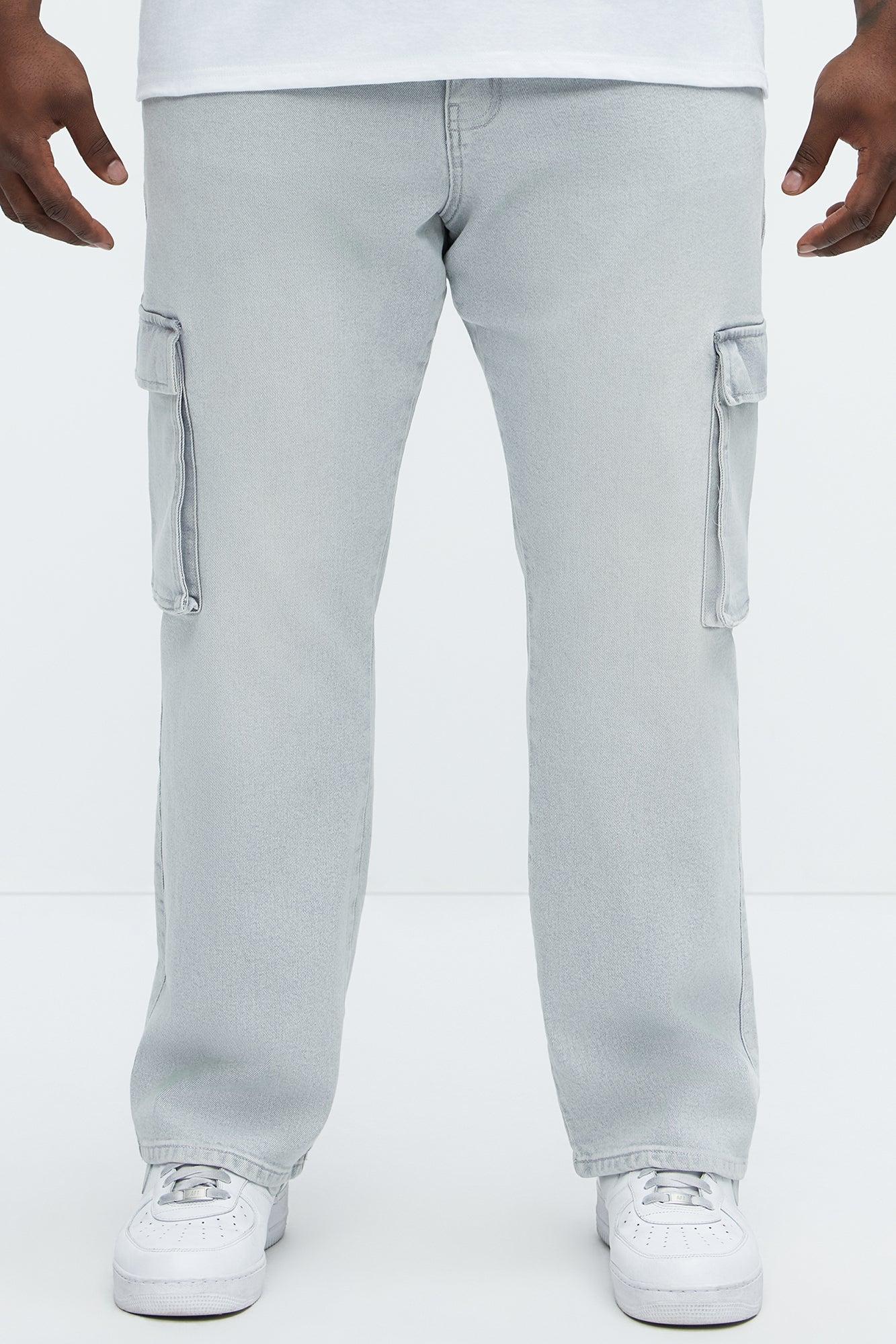 Classic Straight Cargo Jeans - Grey/Blue Product Image