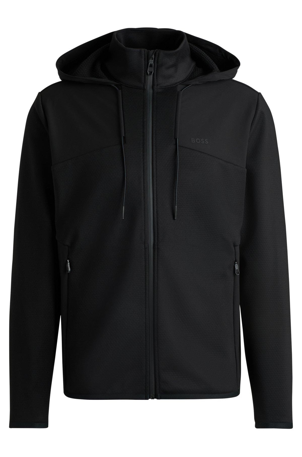 Bonded-fleece zip-up hoodie with logo detail Product Image
