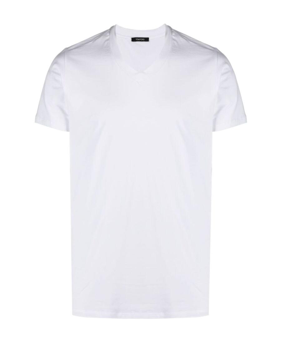TOM FORD Placed Rib Slim-fit Lyocell And Cotton-blend T-shirt In Neutrals Product Image