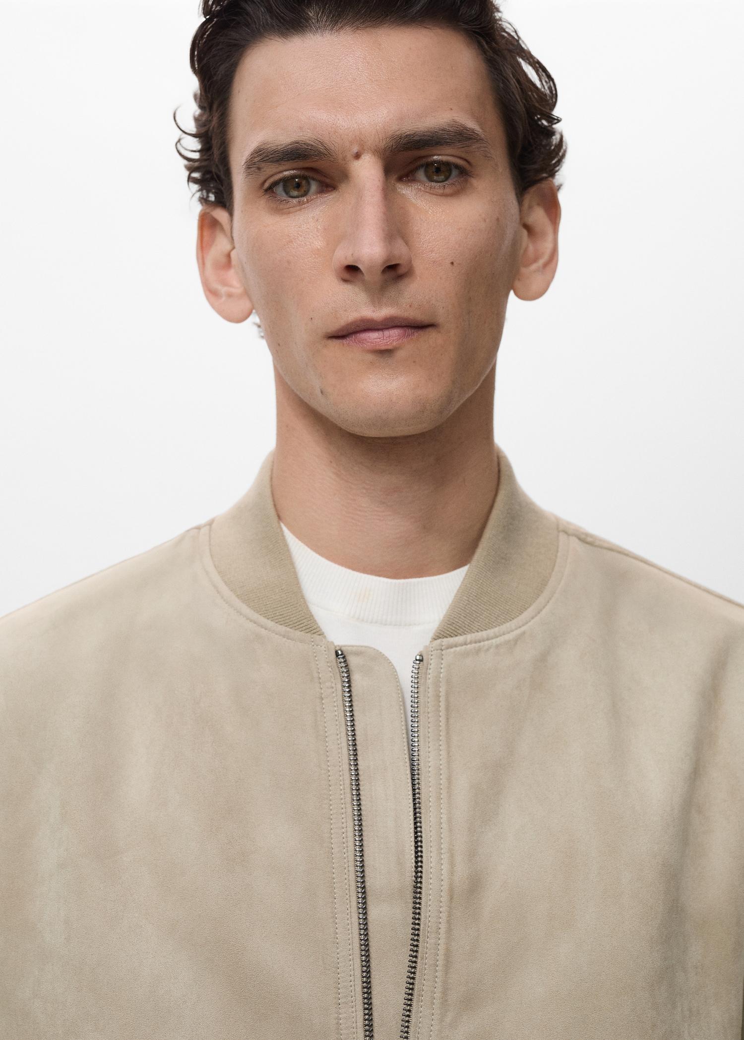Suede-effect bomber jacket - Men | MANGO USA Product Image