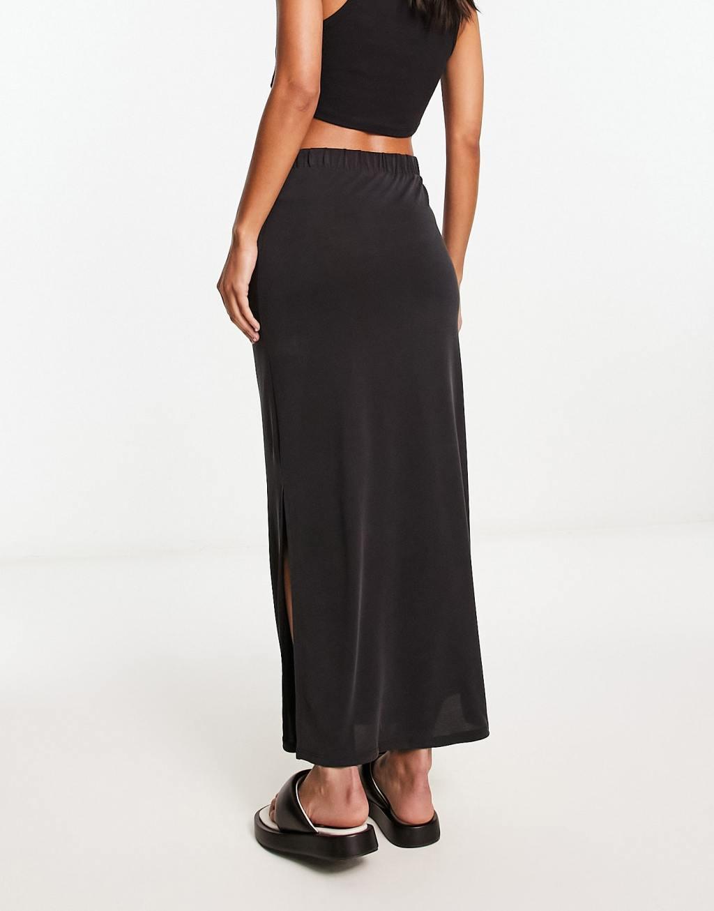 Vila slinky maxi skirt with split sides Product Image