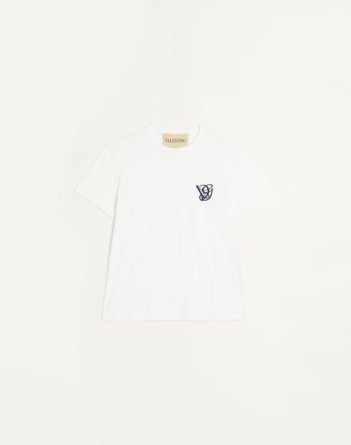 VALENTINO Logo Embroidery Crew Neck Short Sleeves T-shirt In White Product Image