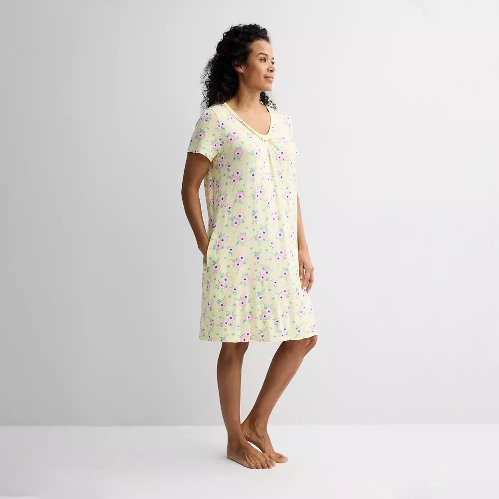 Women's Croft & Barrow® Print Short Sleeve Nightgown, Size: Small, Nika Floral Product Image