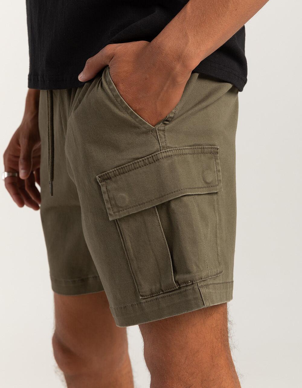 RSQ Mens Cargo Twill Pull On Shorts - DK GREEN Product Image