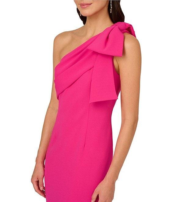 Adrianna Papell Stretch Crepe Bow One Shoulder Mermaid Gown Product Image