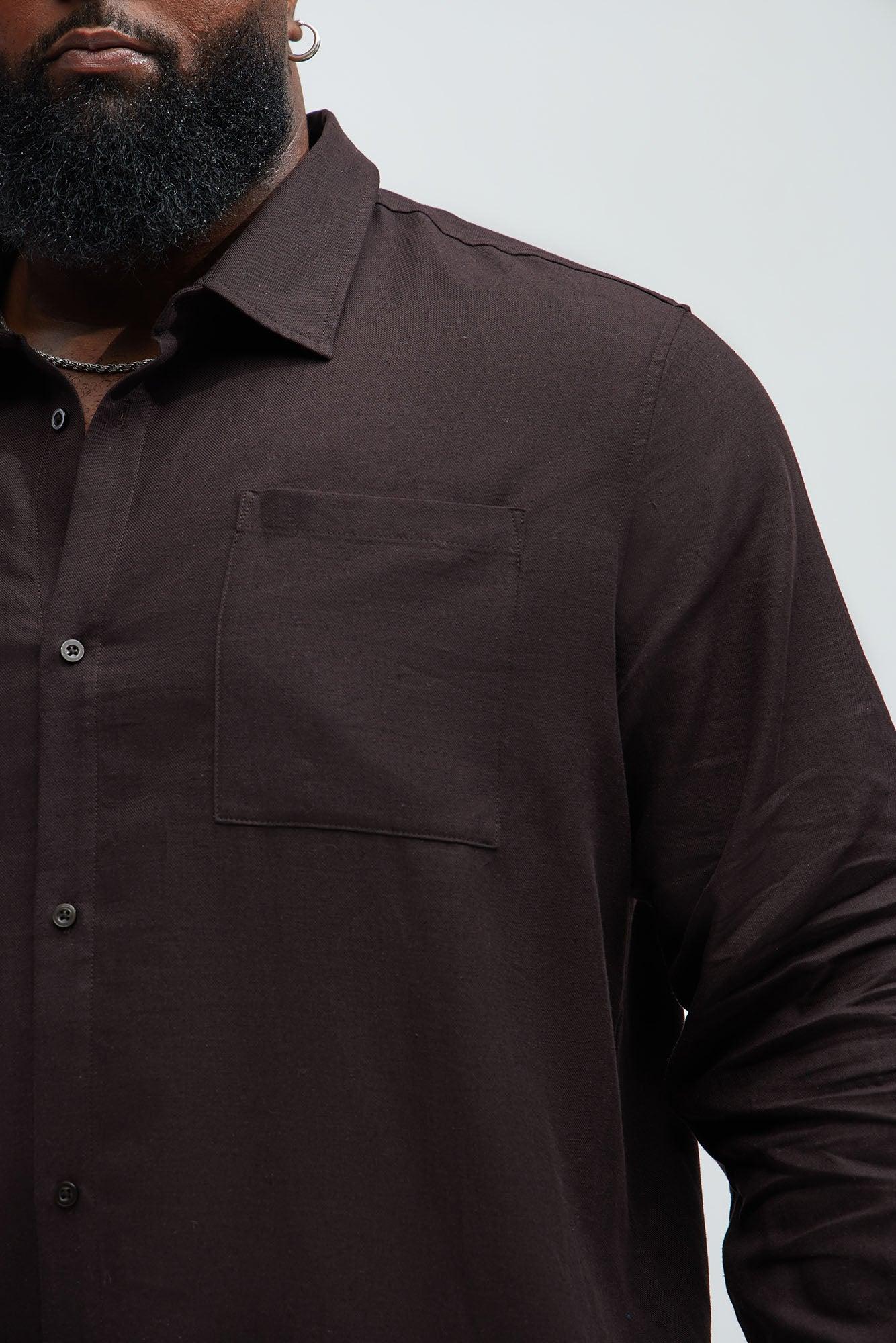 Bahamas Linen Single Pocket Long Sleeve Shirt - Brown Product Image