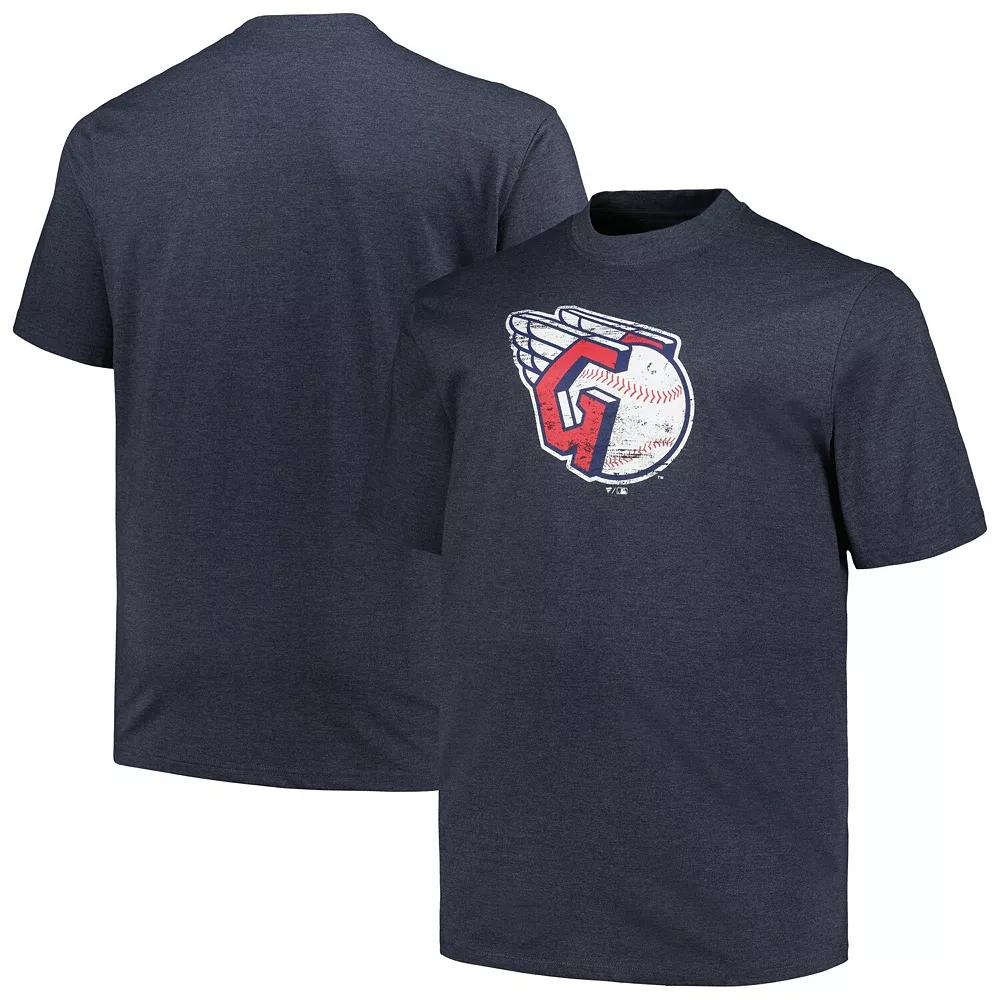 Men's Profile Heather Navy Cleveland Guardians Big & Tall Weathered Logo T-Shirt, Size: 3XLT, Grd Blue Product Image
