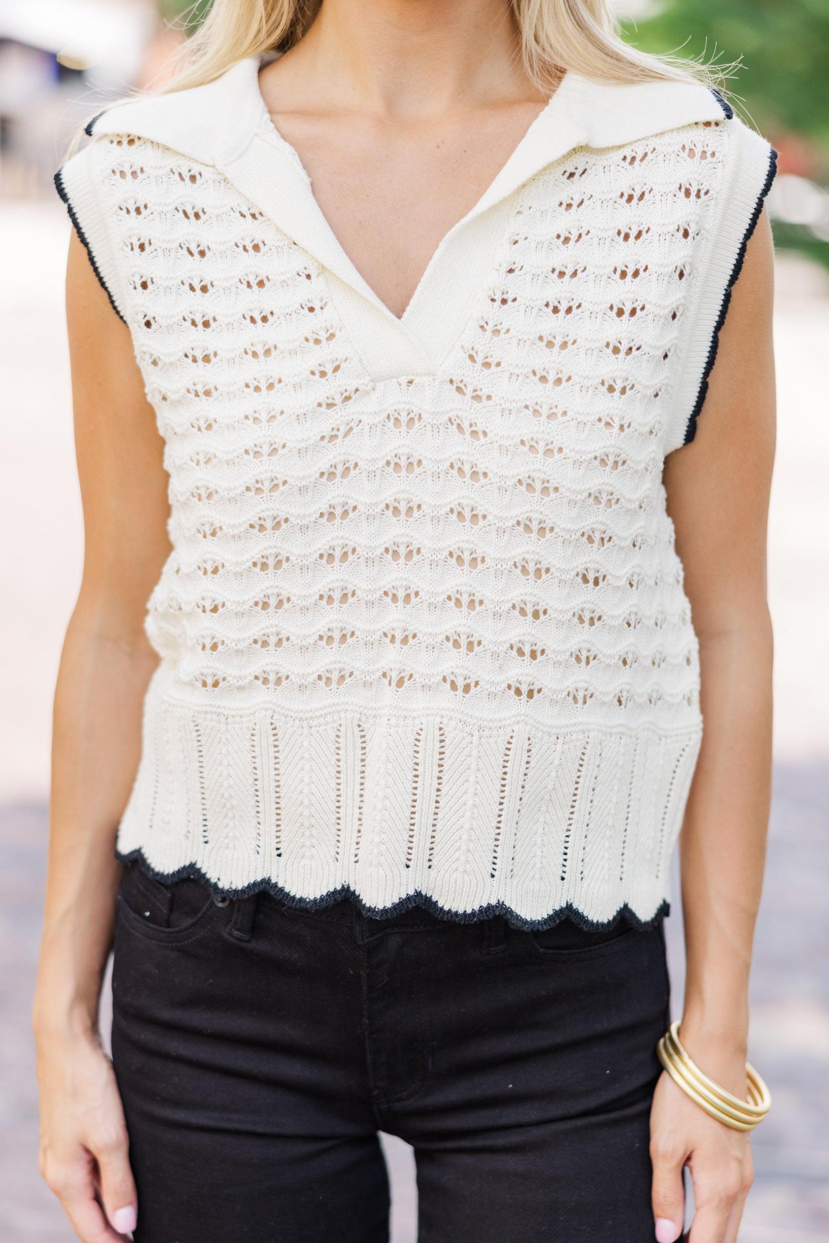 Proud Moment Cream White Textured Sweater Female Product Image