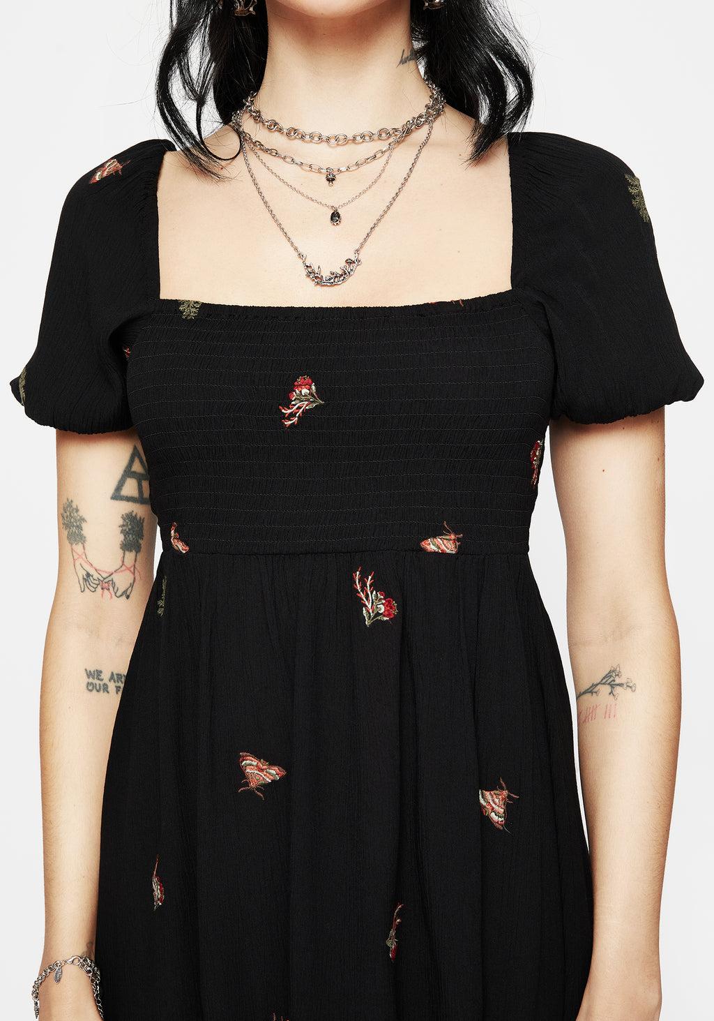 Copia Moth Embroidered Puff Sleeve Mini Dress Product Image