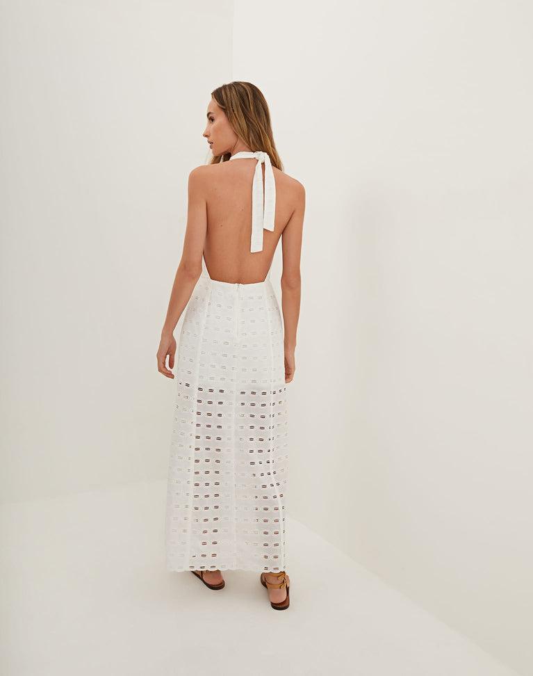 Eyelet Maryse Long Dress - Off White Product Image