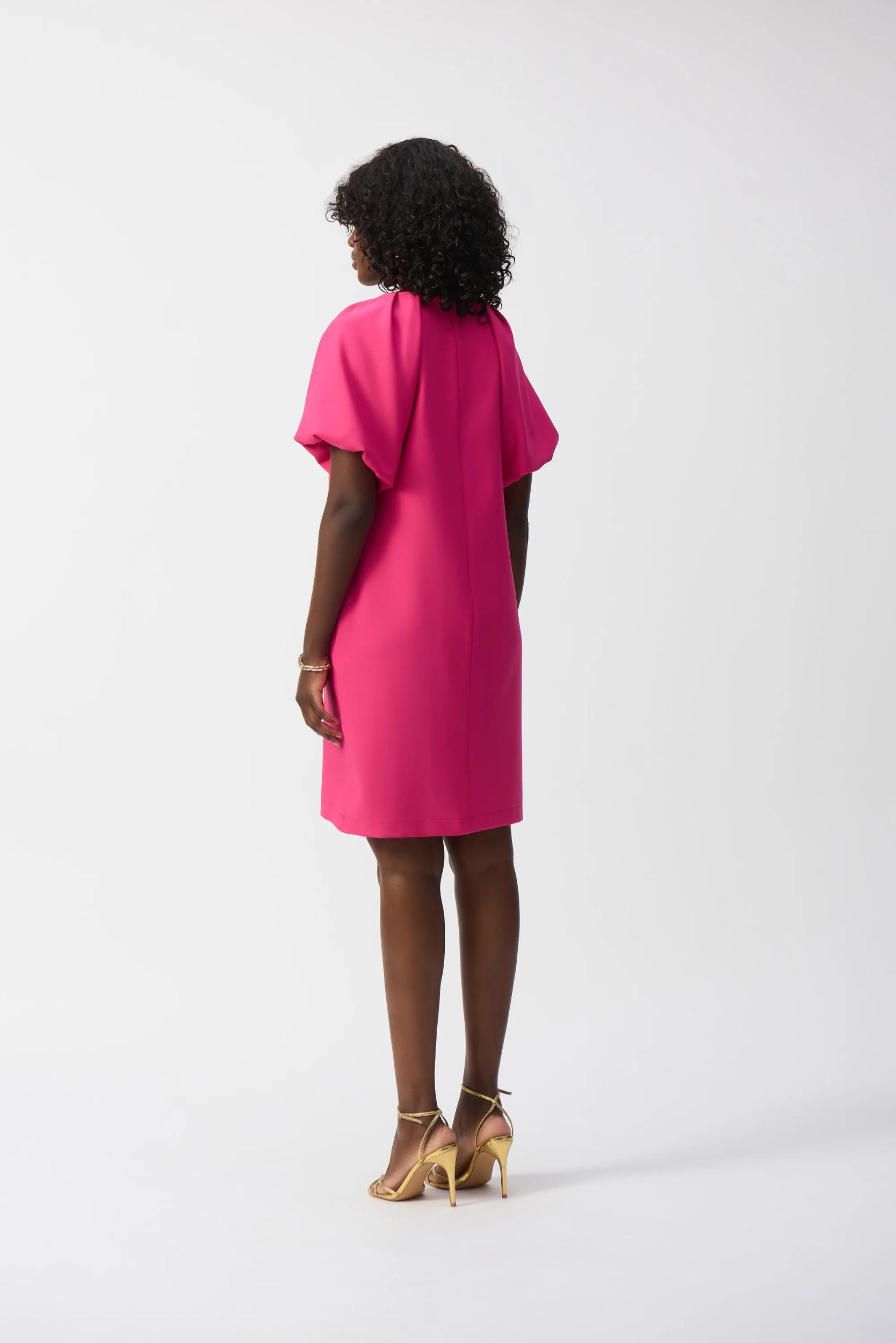 Lux Twill Puff Sleeve Dress- Geranium Product Image