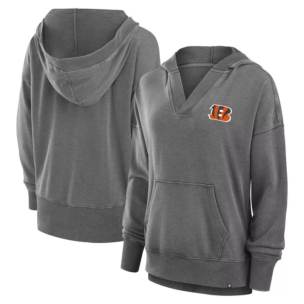 Women's Fanatics  Heather Charcoal Cincinnati Bengals Initiative Snow Wash French Terry V-Neck Pullover Hoodie, Size: Small Product Image
