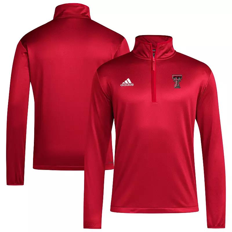Men's adidas Red Texas Tech Red Raiders 2024 Coaches Sidelines AEROREADY Quarter-Zip Jacket,  Product Image