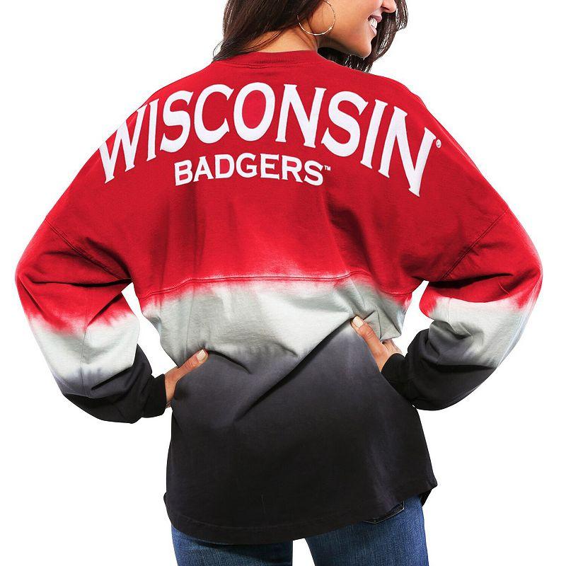 Womens Wisconsin Badgers Ombre Long Sleeve Dip-Dyed Spirit Jersey Product Image
