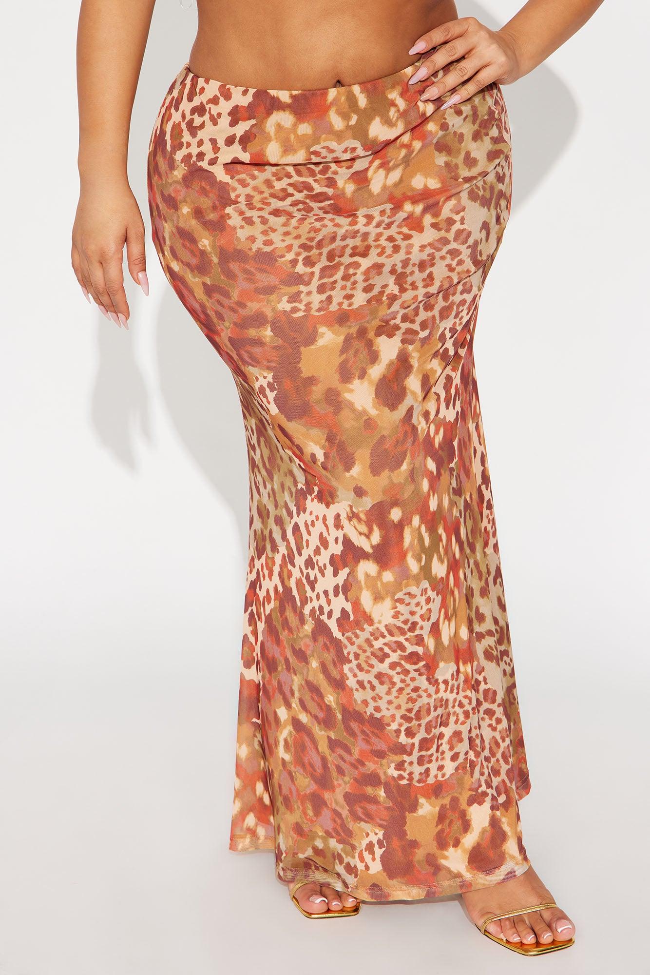 Some Type Of Way Leopard Mesh Maxi - Brown/combo Female Product Image