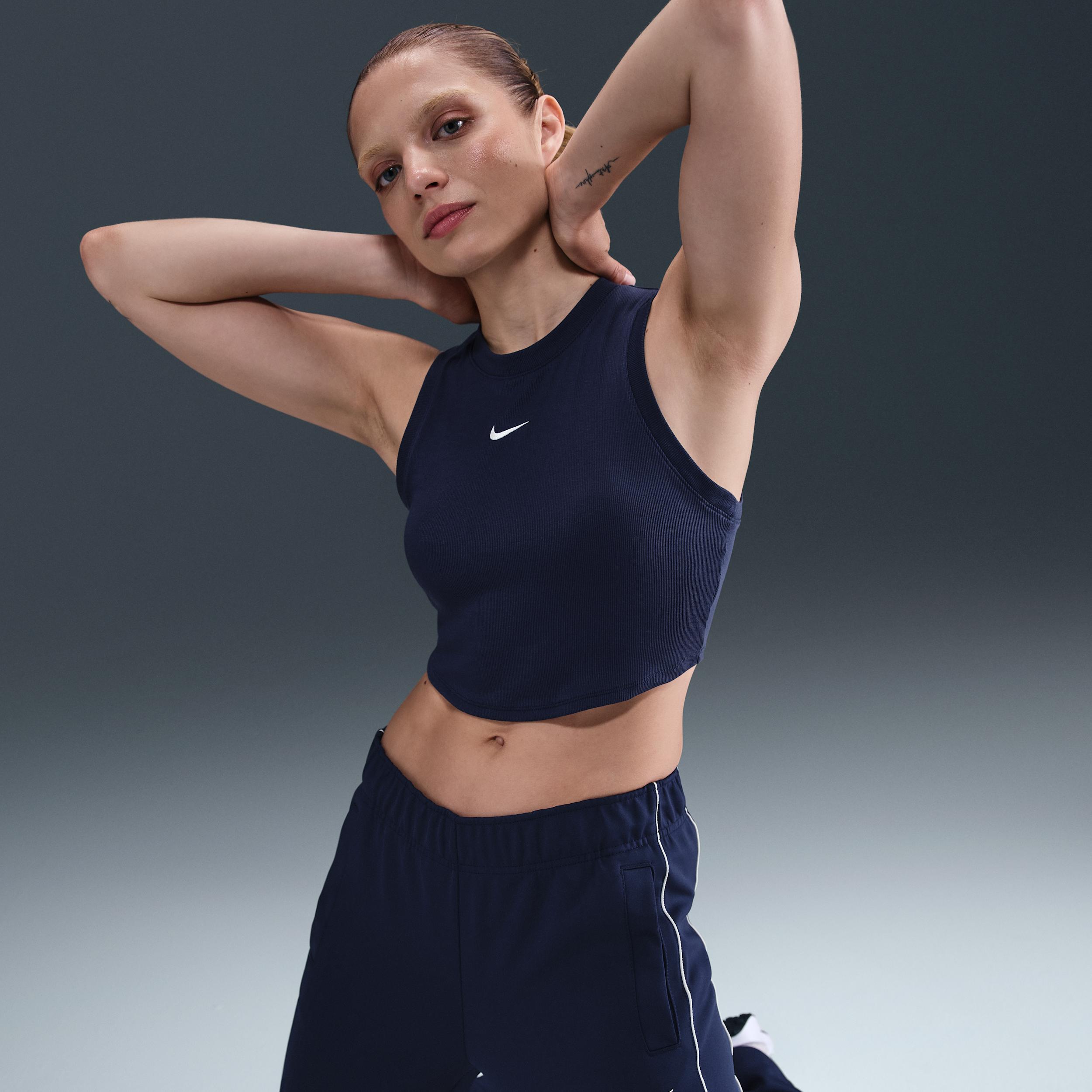 Womens Nike Sportswear Chill Knit Tight Cropped Mini-Rib Tank Top | FB8279-265 Product Image