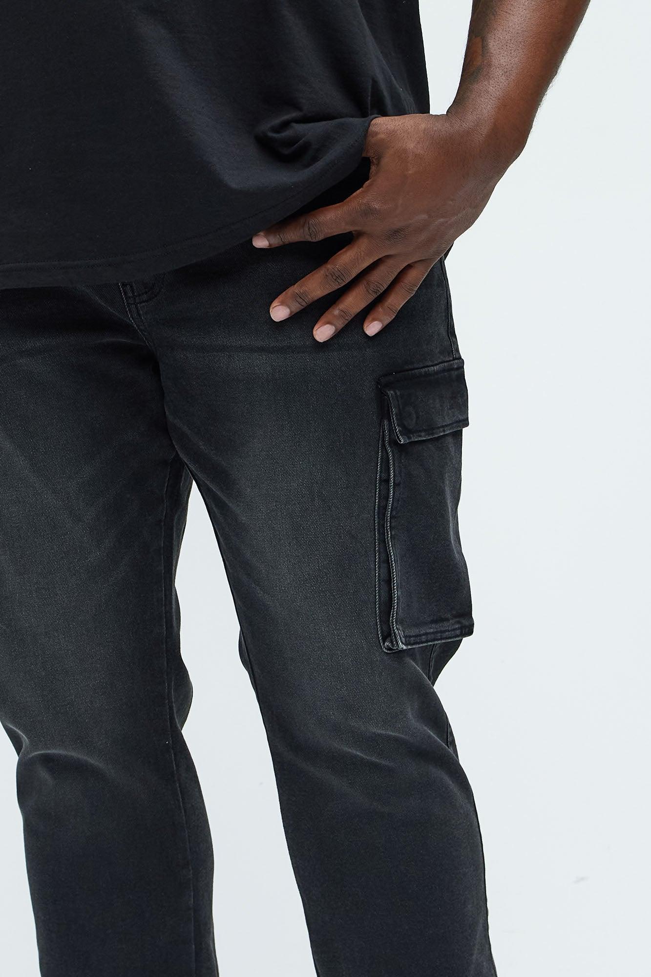 Classic Slim Cargo Jeans - Black Wash Product Image