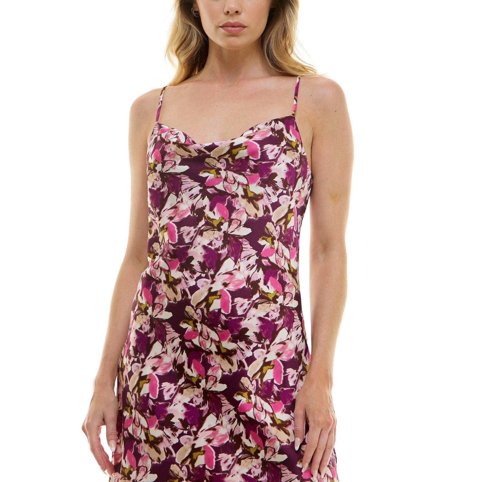 Plum Cowl Neck Midi Slip Dress Product Image