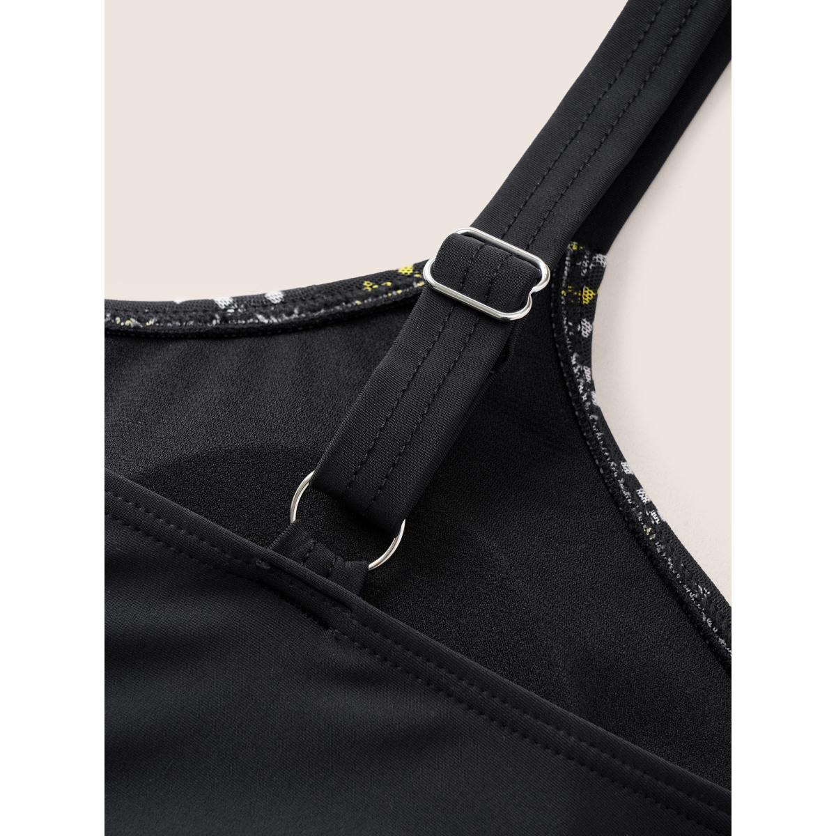 Plus Size Moroccan Print Mesh Adjustable Straps Swim Dress Women's Swimwear Black Beach Bodycon U-neck High stretch Curve Swim Dresses BloomChic 28/5X Product Image