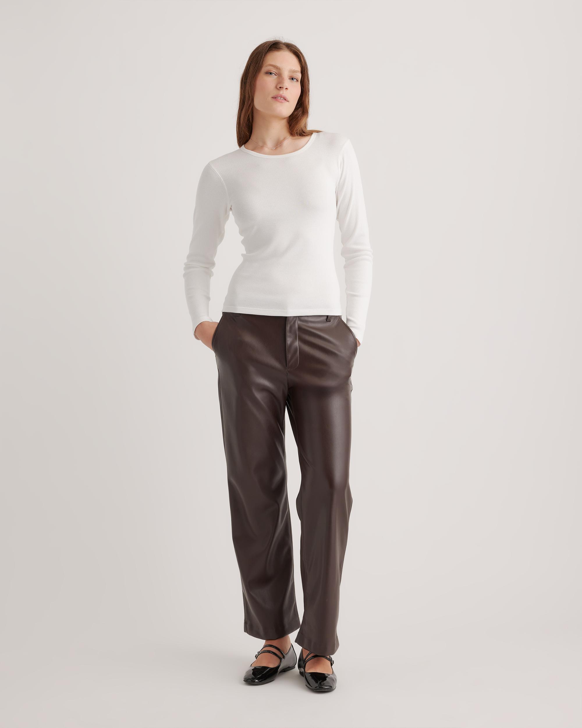 Quince | Women's Micro-Rib Long Sleeve T-Shirt Size XS, Organic Cotton Product Image