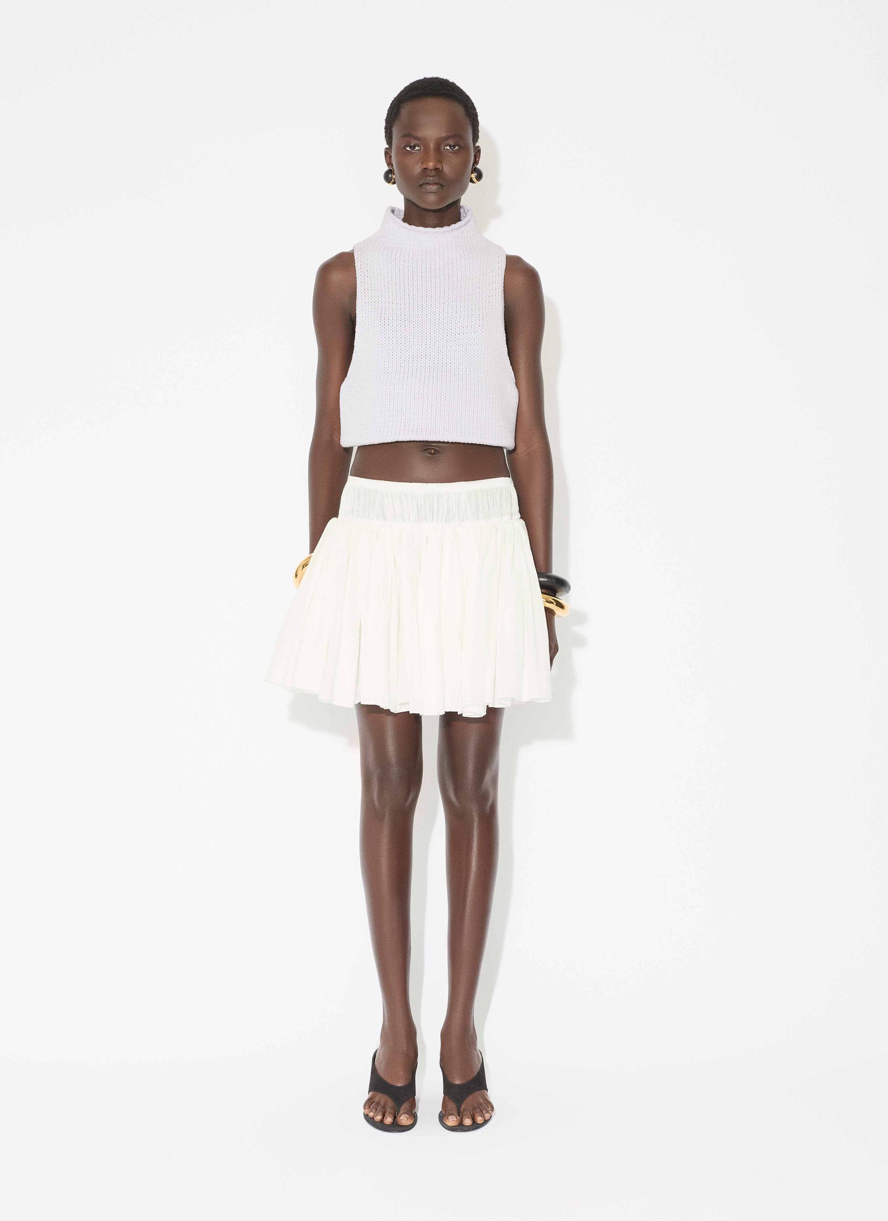 WHITE COTTON LINEN SKIRT Product Image