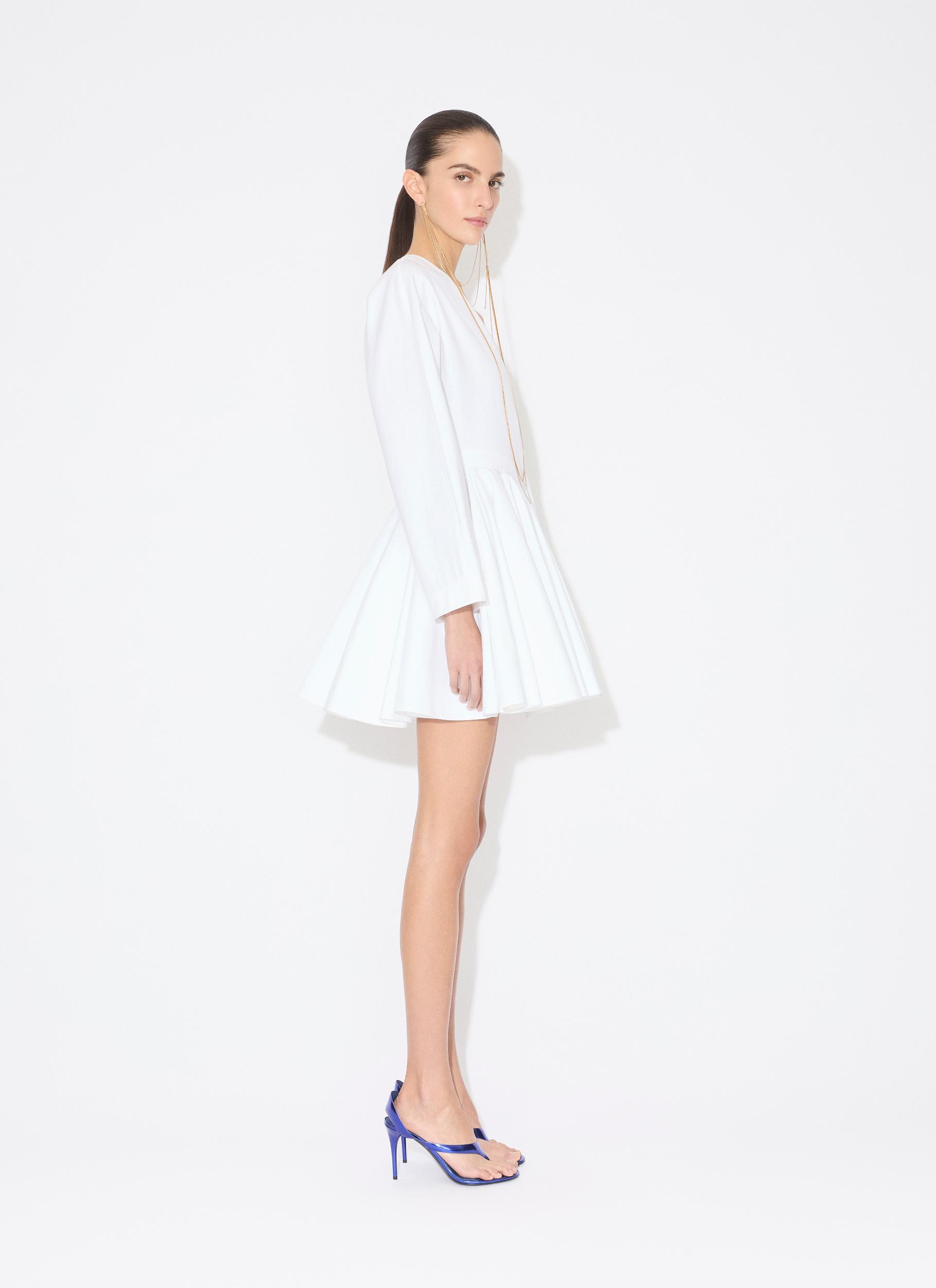 WHITE COTTON POPLIN SHORT DRESS Product Image