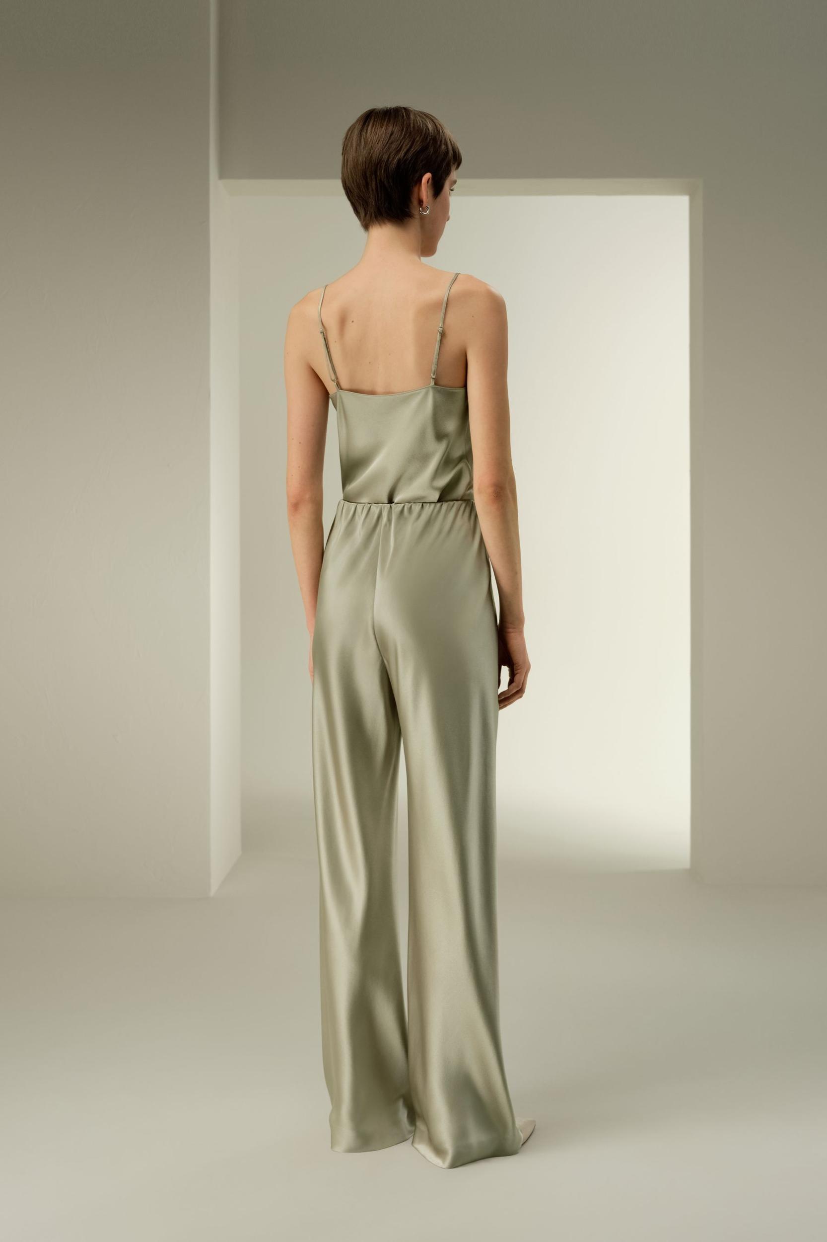 Straight-Leg Silk Satin Pants Product Image