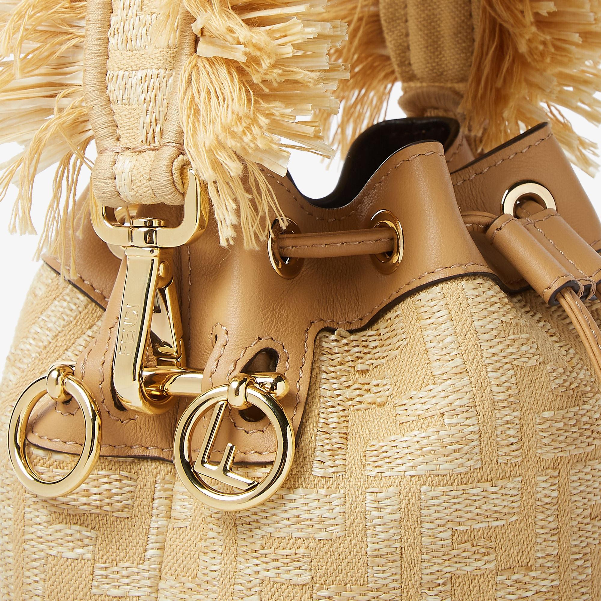 Mon TresorJacquard fabric mini-bag with raffia FF Product Image