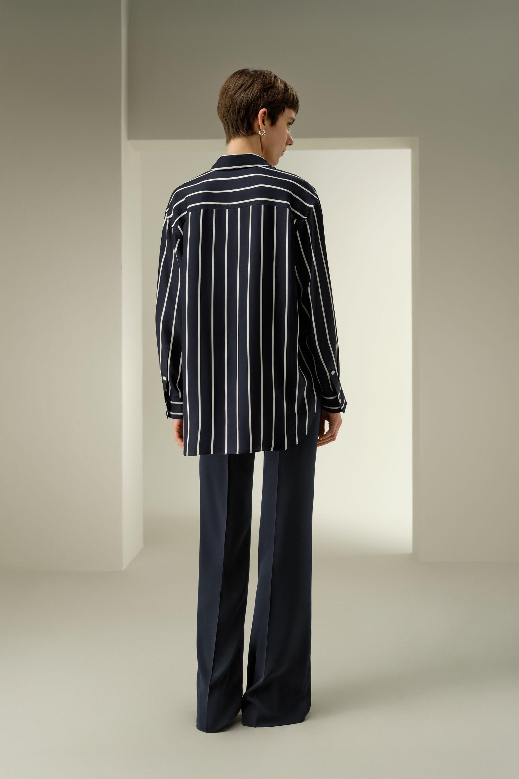 Silk Twill Striped Button-Down Shirt Product Image