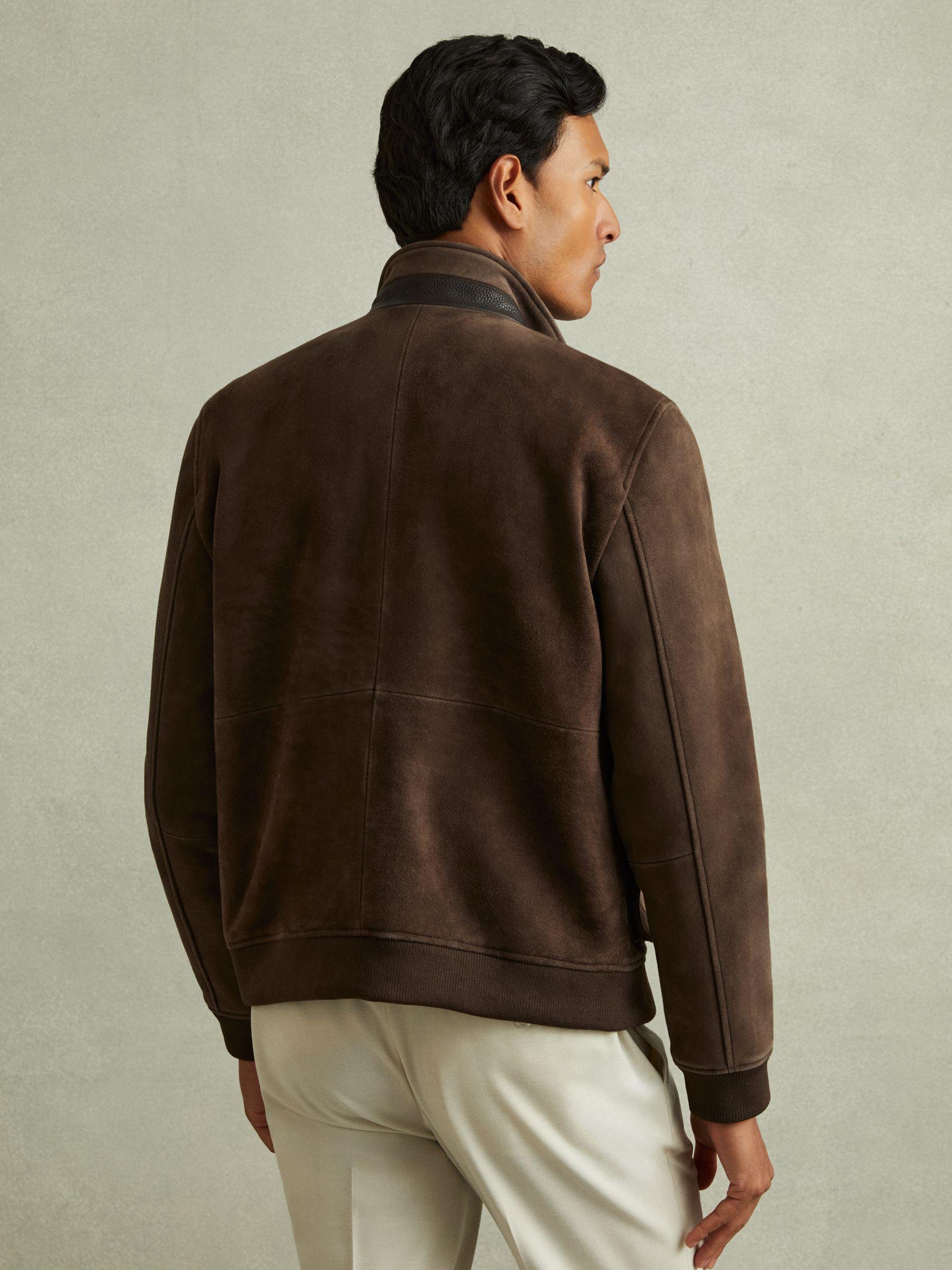 Suede Harrington Jacket in Chocolate Brown Product Image