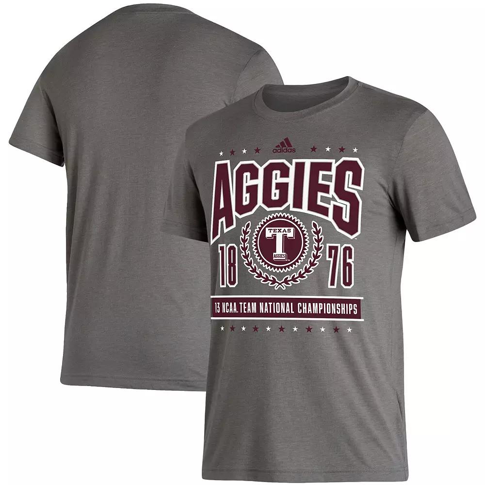 Men's adidas Heather Charcoal Texas A&M Aggies 13 NCAA Team National Championships Reminisce Tri-Blend T-Shirt,  Product Image