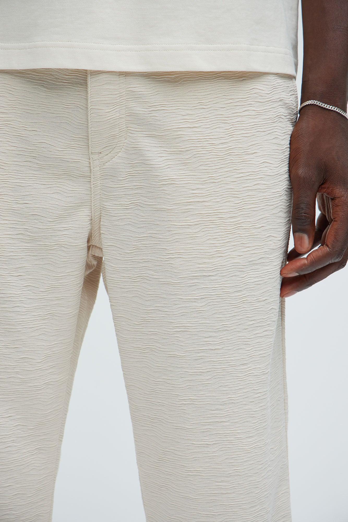 Blaze Textured Straight Pants II - Cream Product Image