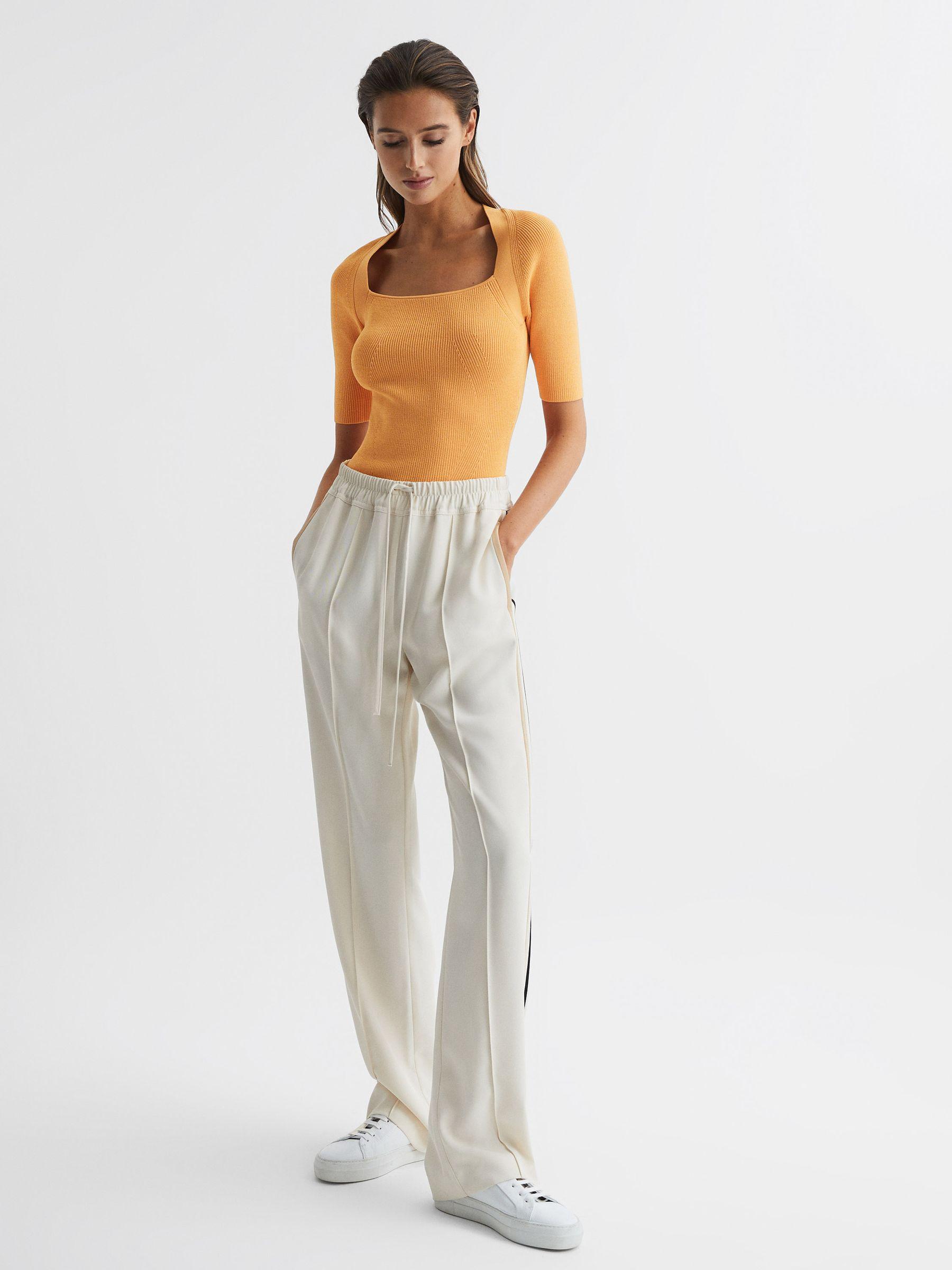 Square Neck Ribbed Top in Orange Product Image
