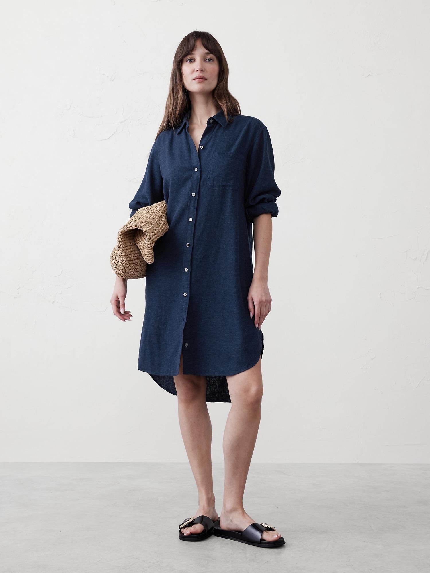 Seersucker Mini Shirtdress Product Image