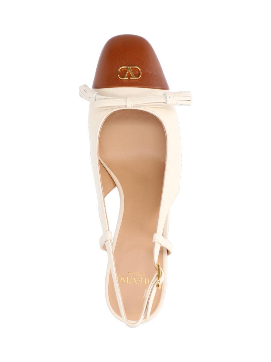VALENTINO GARAVANI Leather Vlogo Signature Pumps With Slingback Strap In Neutral Product Image
