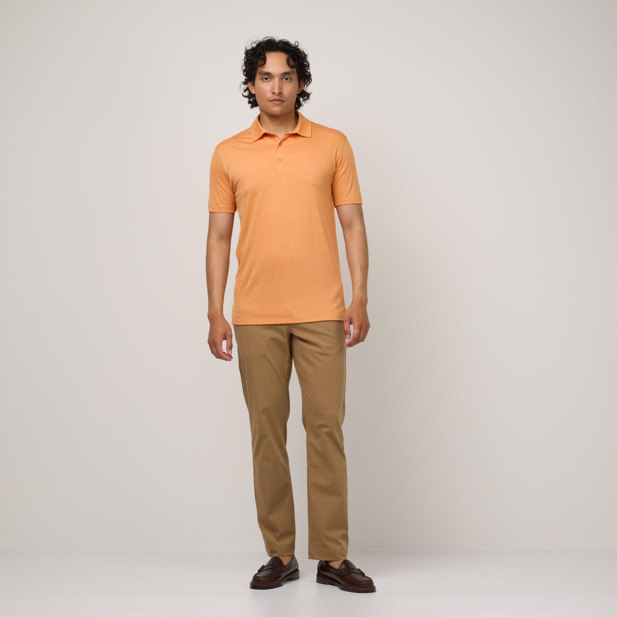 Merino Wool Polo | Orange Horizon Product Image