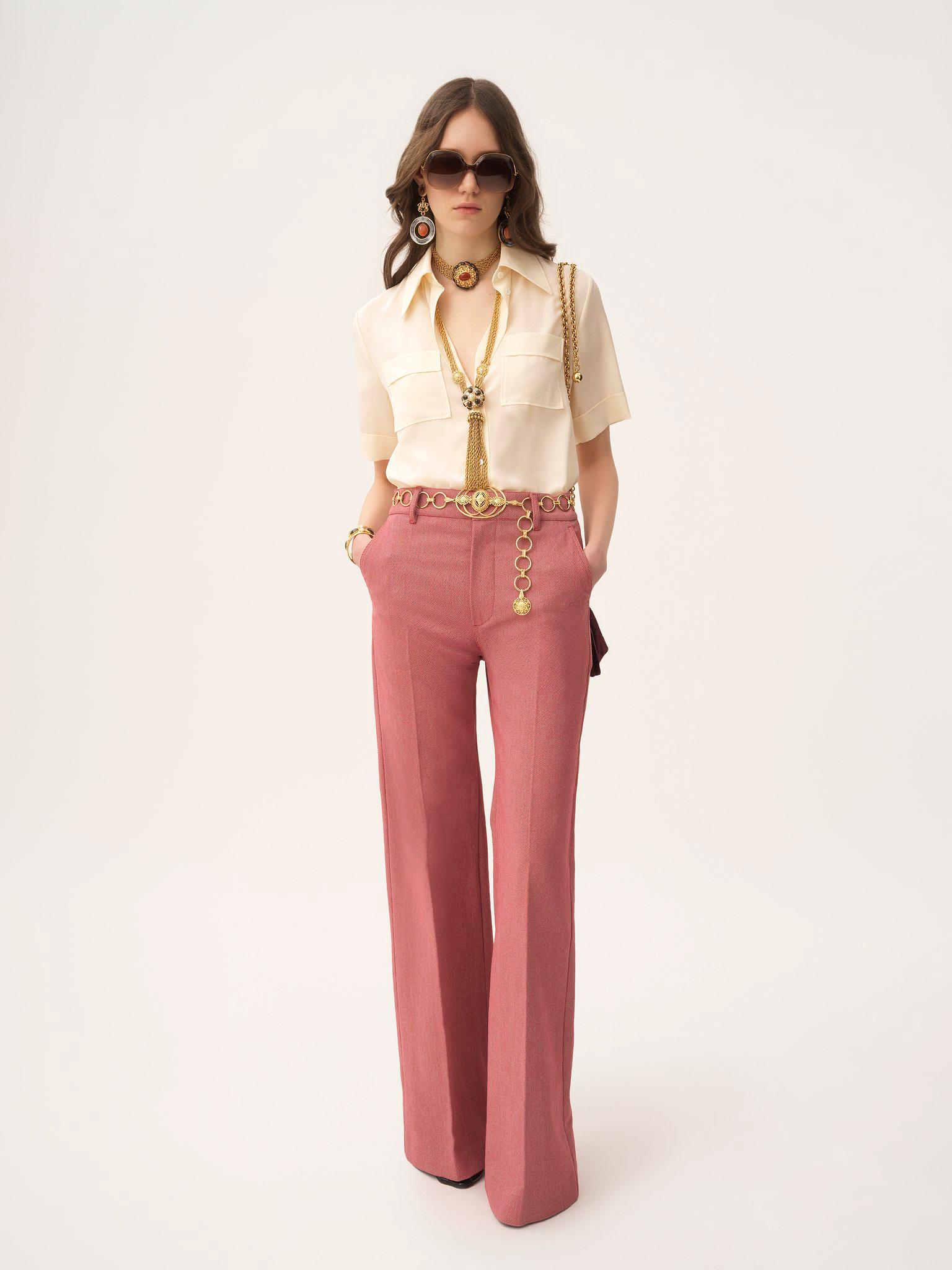 Short-sleeve blouse in crêpe de chine Product Image