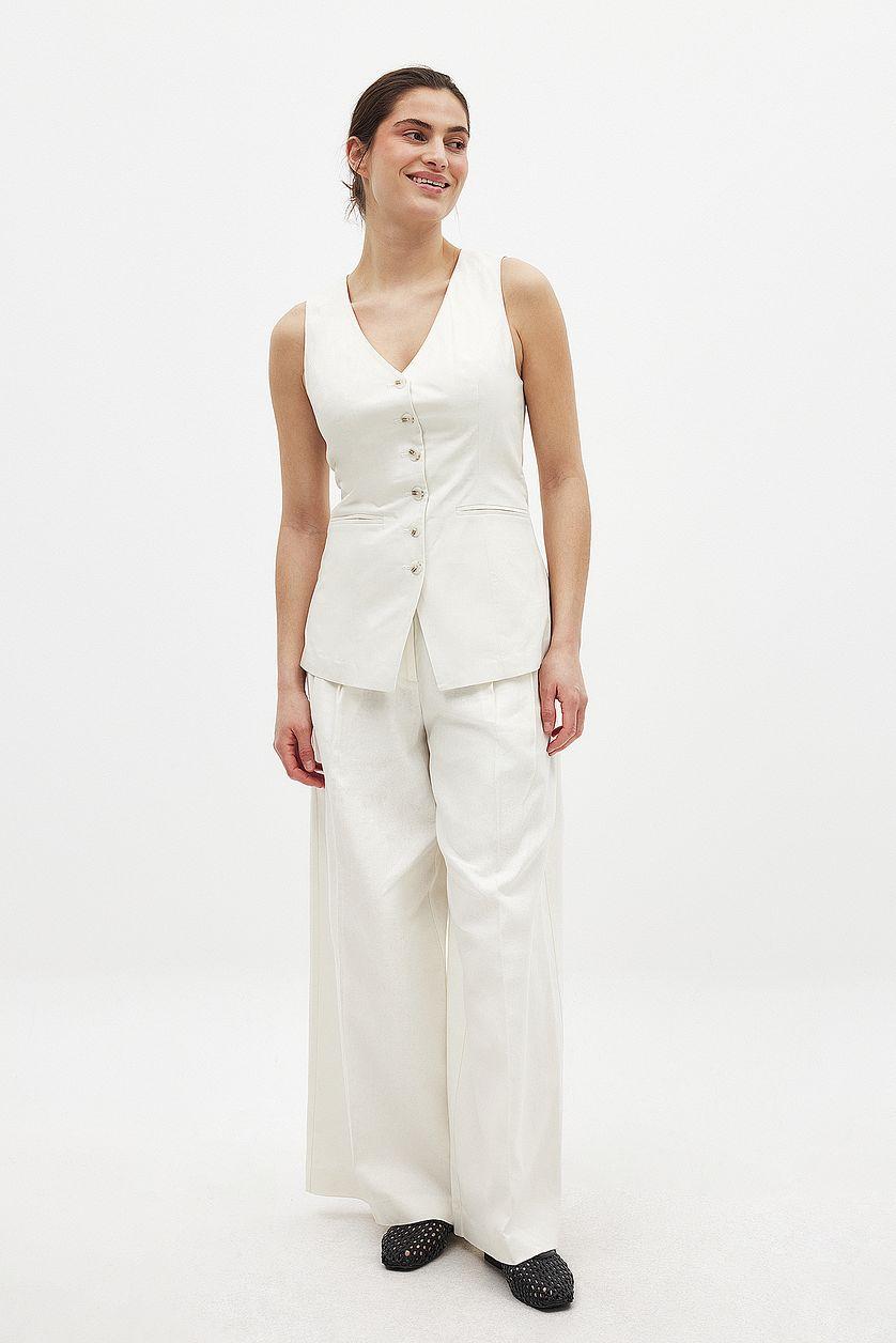 Linen Blend V Neck Vest Product Image