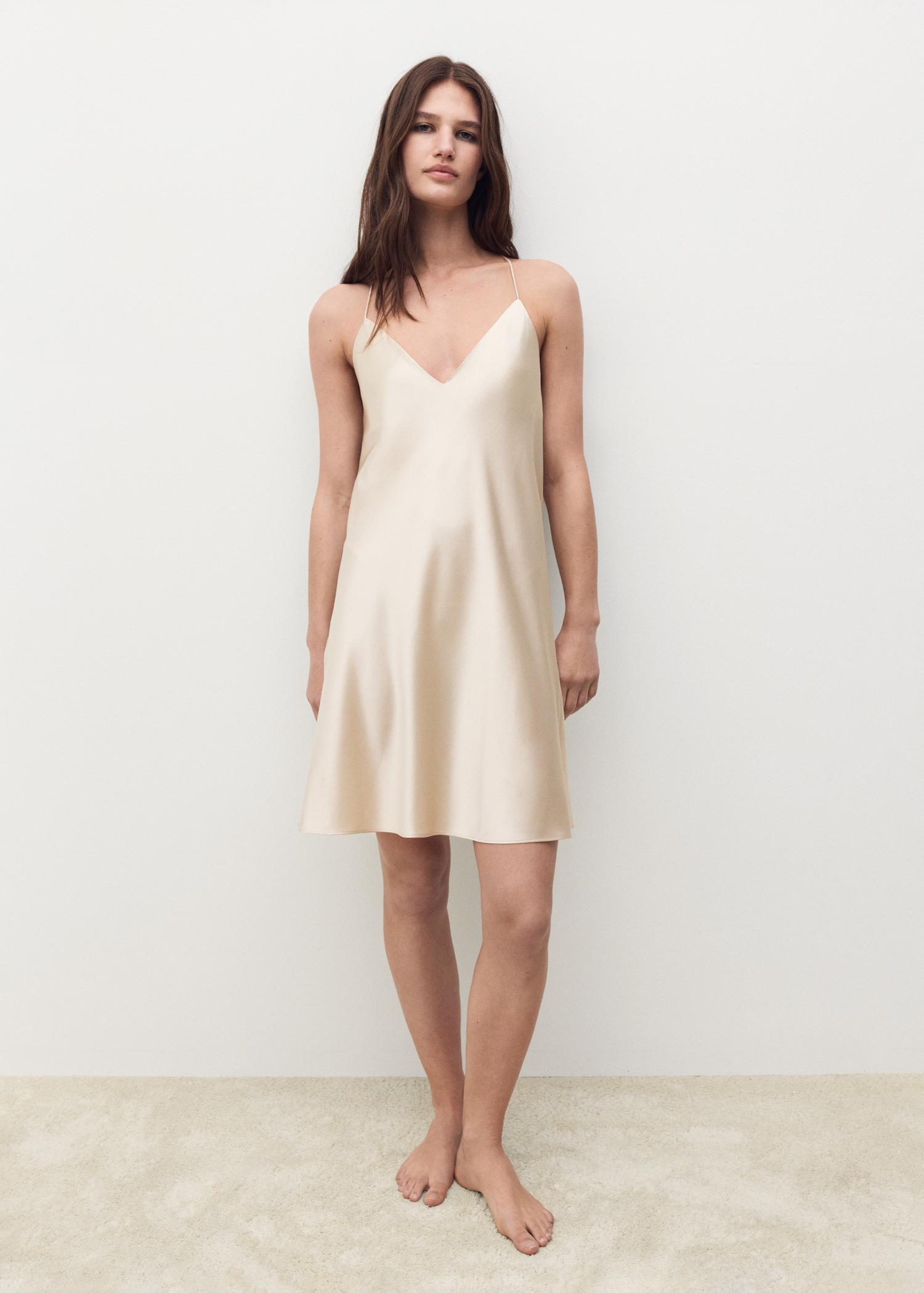 Silk strapless nightgown - Women | MANGO USA Product Image